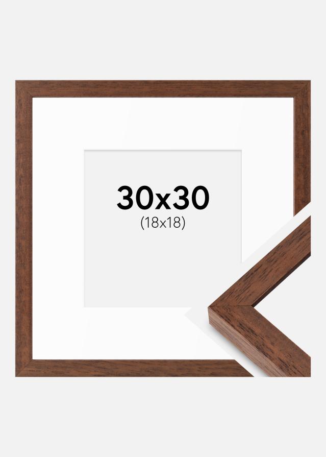 Rahmen Hermes Teak 30x30 cm - Passepartout Weiß 19x19 cm