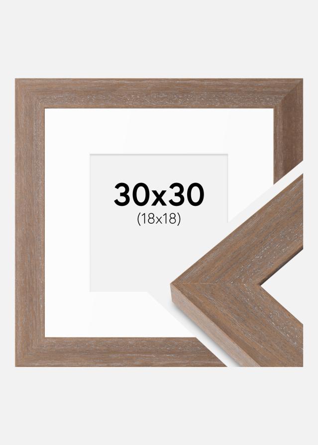 Rahmen Juno Grau 30x30 cm - Passepartout Weiß 19x19 cm