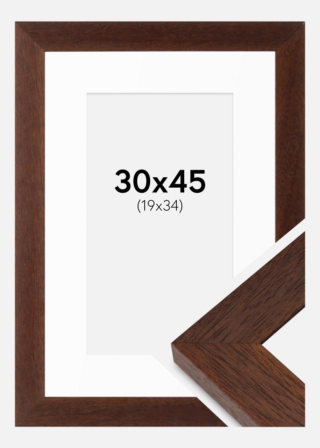 Rahmen Juno Teak 30x45 cm - Passepartout Weiß 20x35 cm