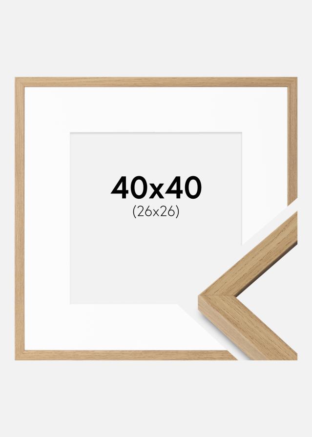 Rahmen Ares natürlich eiche 40x40 cm - Passepartout Weiß 27x27 cm
