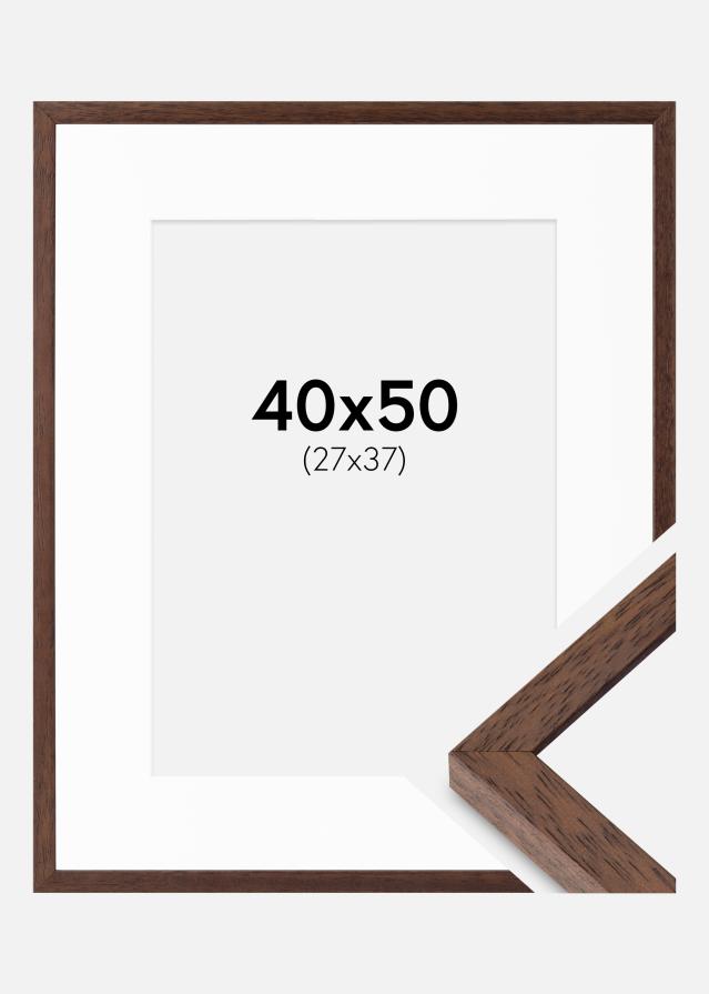 Rahmen Ares Teak 40x50 cm - Passepartout Weiß 28x38 cm
