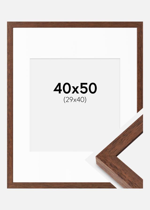 Rahmen Hermes Teak 40x50 cm - Passepartout Weiß 30x41 cm