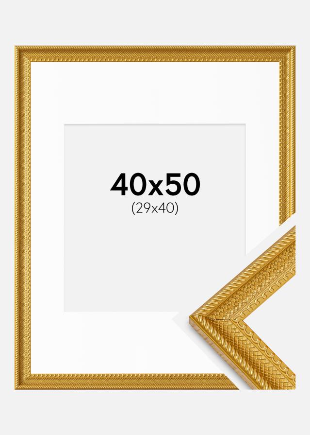 Rahmen Lattice Gold 40x50 cm - Passepartout Weiß 30x41 cm