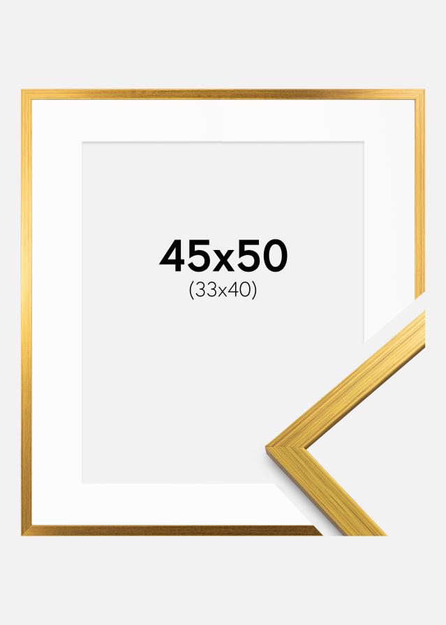 Rahmen Edsbyn Gold 45x50 cm– - Passepartout Weiß 34x41 cm