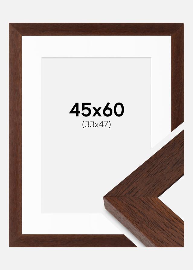 Rahmen Juno Teak 45x60 cm - Passepartout Weiß 34x48 cm