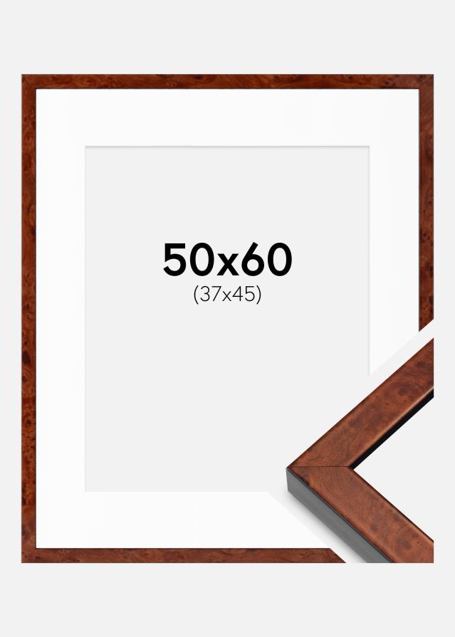 Rahmen Hermes Walnuss 50x60 cm - Passepartout Weiß 38x46 cm