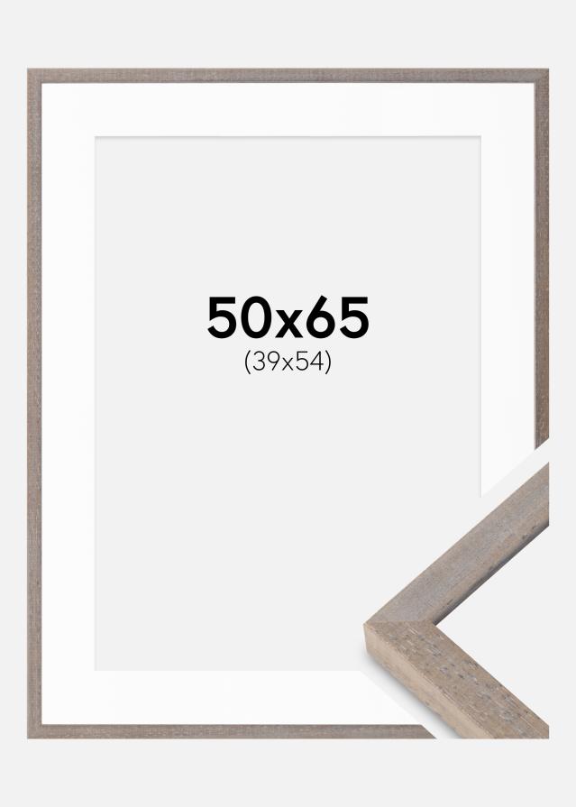 Rahmen Ares Grau 50x65 cm - Passepartout Weiß 40x55 cm