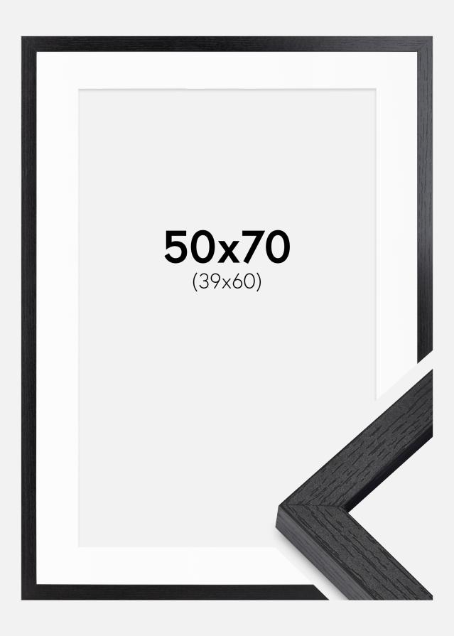 BGA Kastenrahmen Schwarz 50x70 cm - Passepartout Weiß 40x61 cm