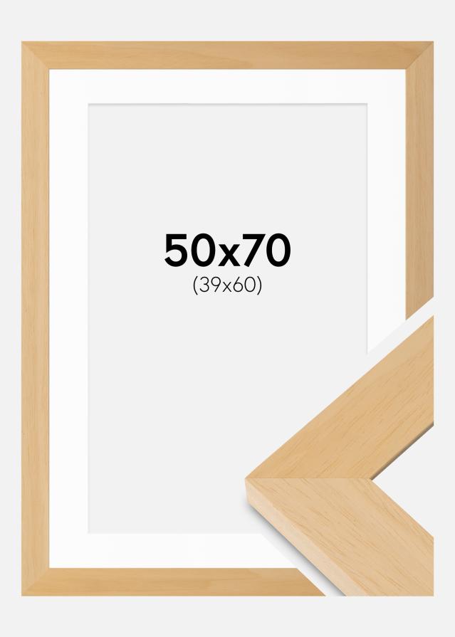 Rahmen Juno Holz 50x70 cm - Passepartout Weiß 40x61 cm