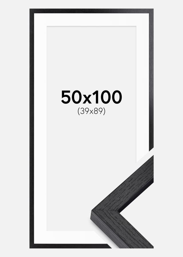 BGA Kastenrahmen Schwarz 50x100 cm - Passepartout Weiß 40x90 cm