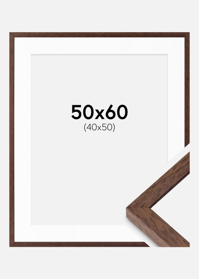 Rahmen Ares Teak 50x60 cm - Passepartout Weiß 41x51 cm