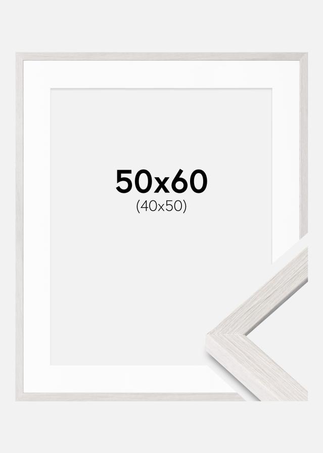 Rahmen Ares Weiß eiche 50x60 cm - Passepartout Weiß 41x51 cm