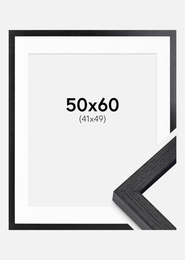 BGA Kastenrahmen Schwarz 50x60 cm - Passepartout Weiß 42x50 cm