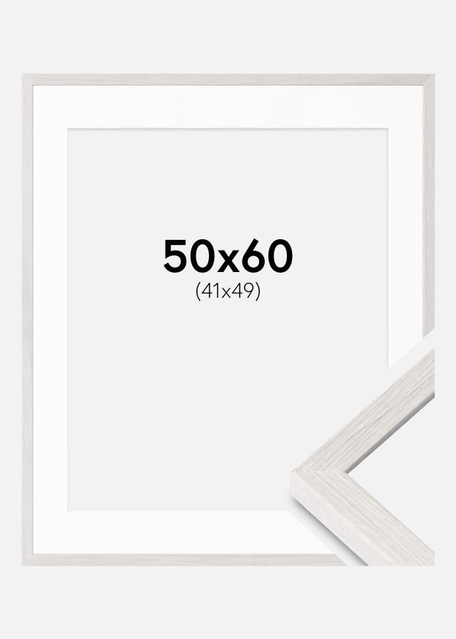 Rahmen Ares Weiß Eiche 50x60 cm - Passepartout Weiß 42x50 cm