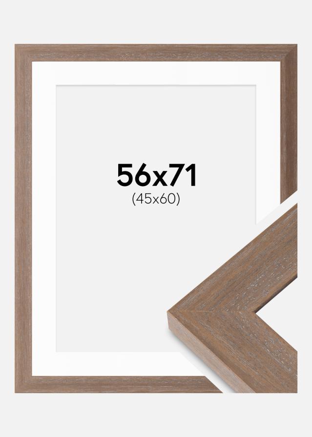 Rahmen Juno Grau 56x71 cm - Passepartout Weiß 46x61 cm