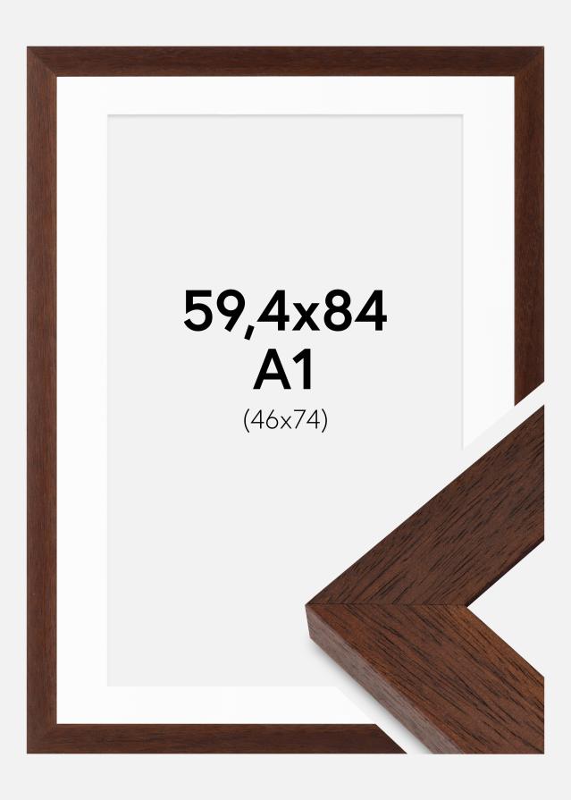 Rahmen Juno Teak 59,4x84 cm - Passepartout Weiß 47x75 cm