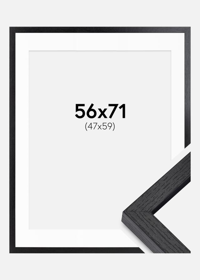 BGA Kastenrahmen Schwarz 56x71 cm - Passepartout Weiß 48x60 cm