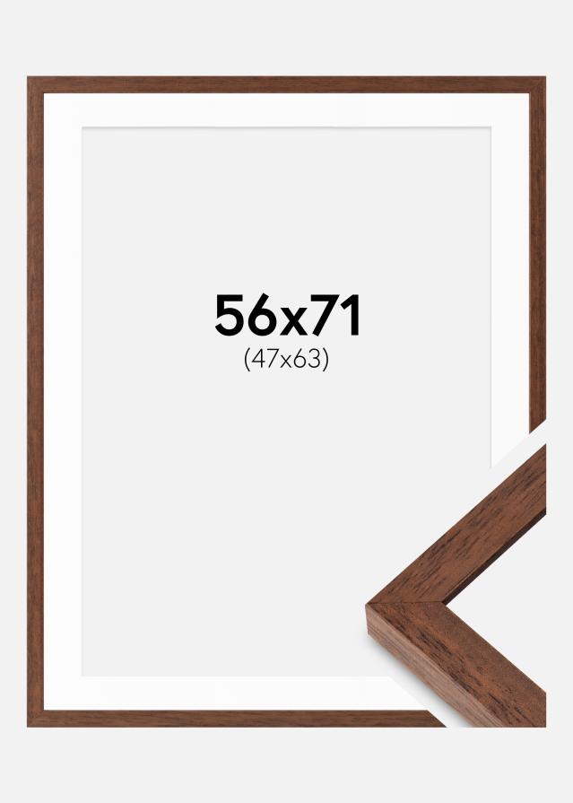 Rahmen Hermes Teak 56x71 cm - Passepartout Weiß 48x64 cm