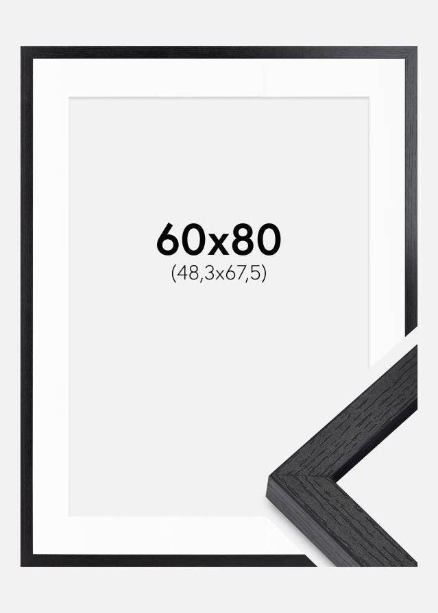 BGA Kastenrahmen Schwarz 60x80 cm - Passepartout Weiß 49,3x68,5 cm