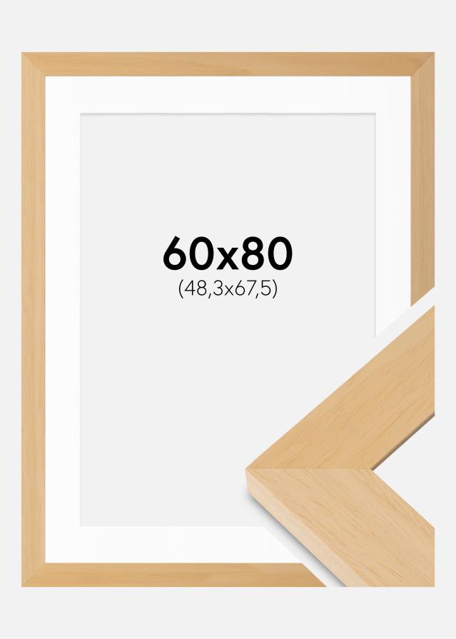 Rahmen Juno Holz 60x80 cm - Passepartout Weiß 49,3x68,5 cm