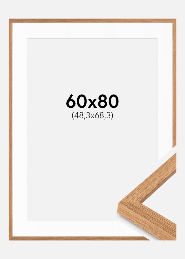 Rahmen Modern Teak 60x80 cm - Passepartout Weiß 49,3x69,3 cm