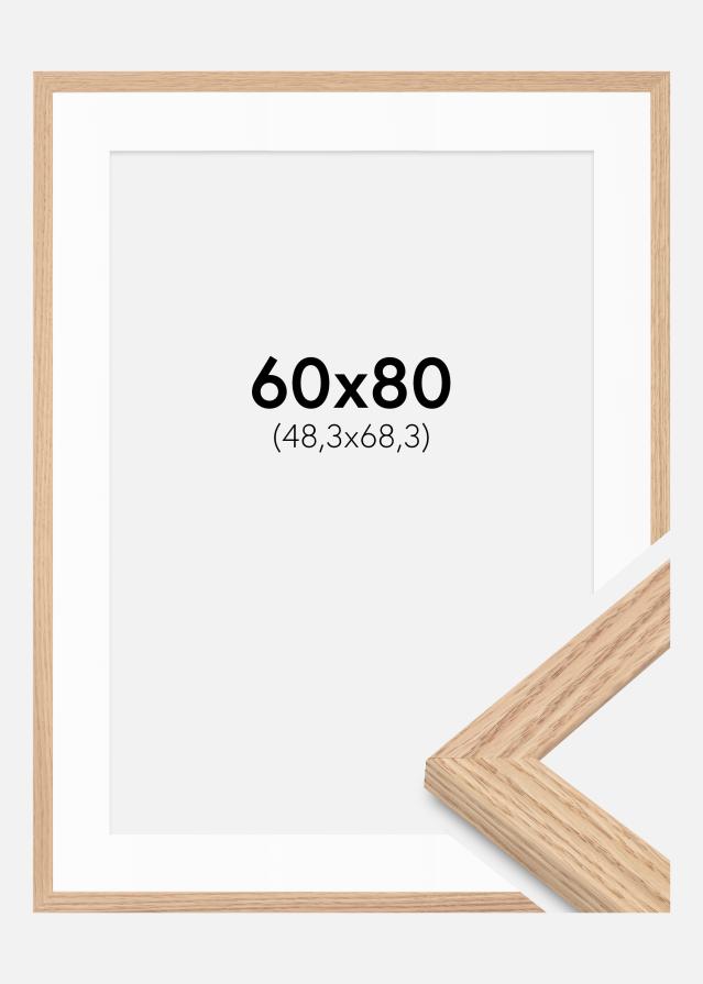Rahmen Tidlös Massiv Eiche 60x80 cm - Passepartout Weiß 49,3x69,3 cm
