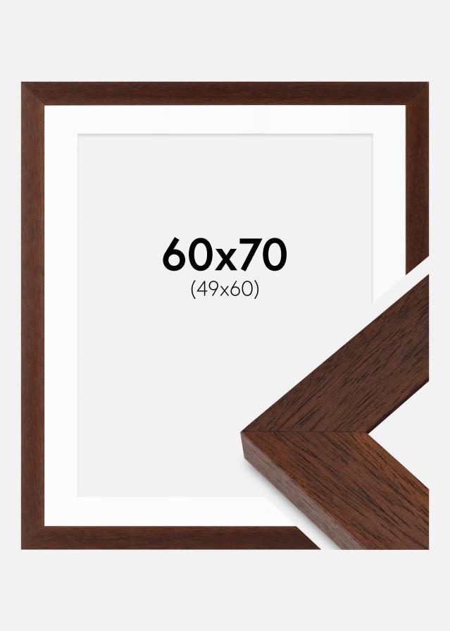 Rahmen Juno Teak 60x70 cm - Passepartout Weiß 50x61 cm