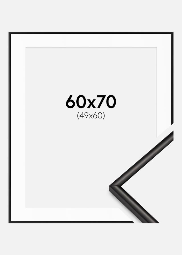 Rahmen Scandi Matt Schwarz 60x70 cm - Passepartout Weiß 50x61 cm