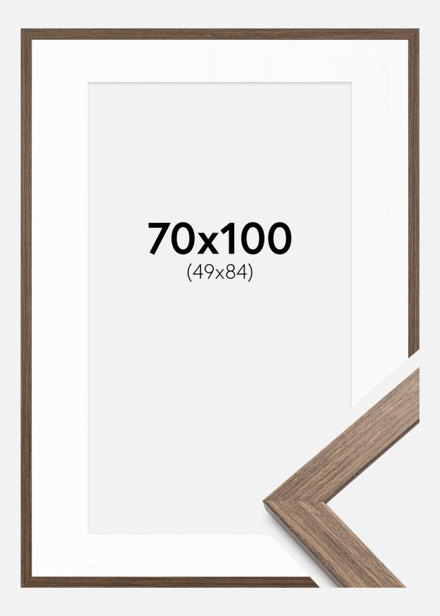 Rahmen Stilren kalt braun 70x100 cm - Passepartout Weiß 50x85 cm