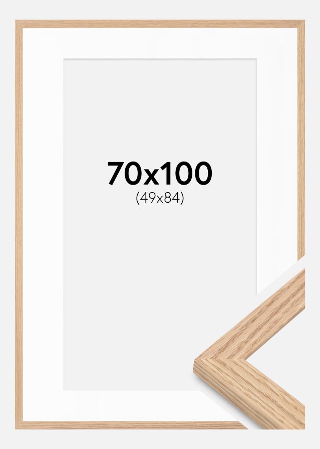 Rahmen Tidlös Massiv Eiche 70x100 cm - Passepartout Weiß 50x85 cm