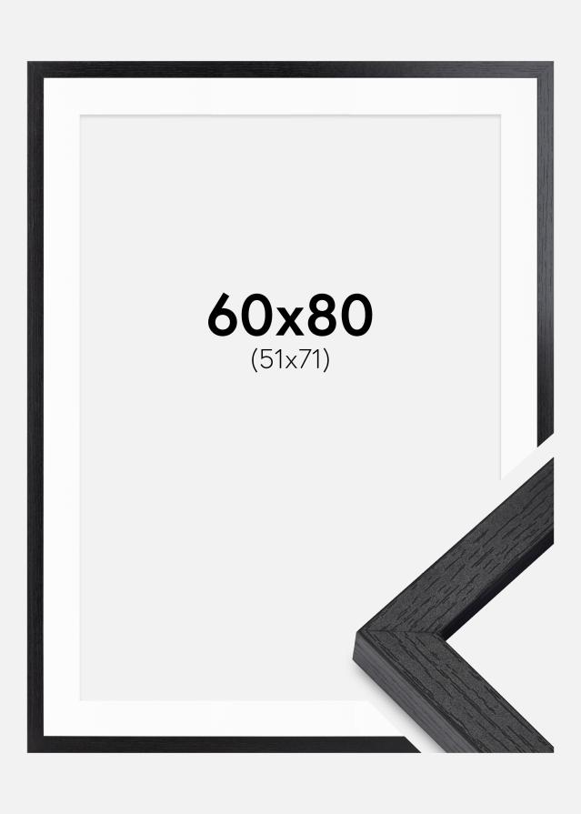 BGA Kastenrahmen Schwarz 60x80 cm - Passepartout Weiß 52x72 cm