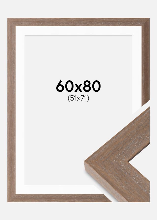 Rahmen Juno Grau 60x80 cm - Passepartout Weiß 52x72 cm