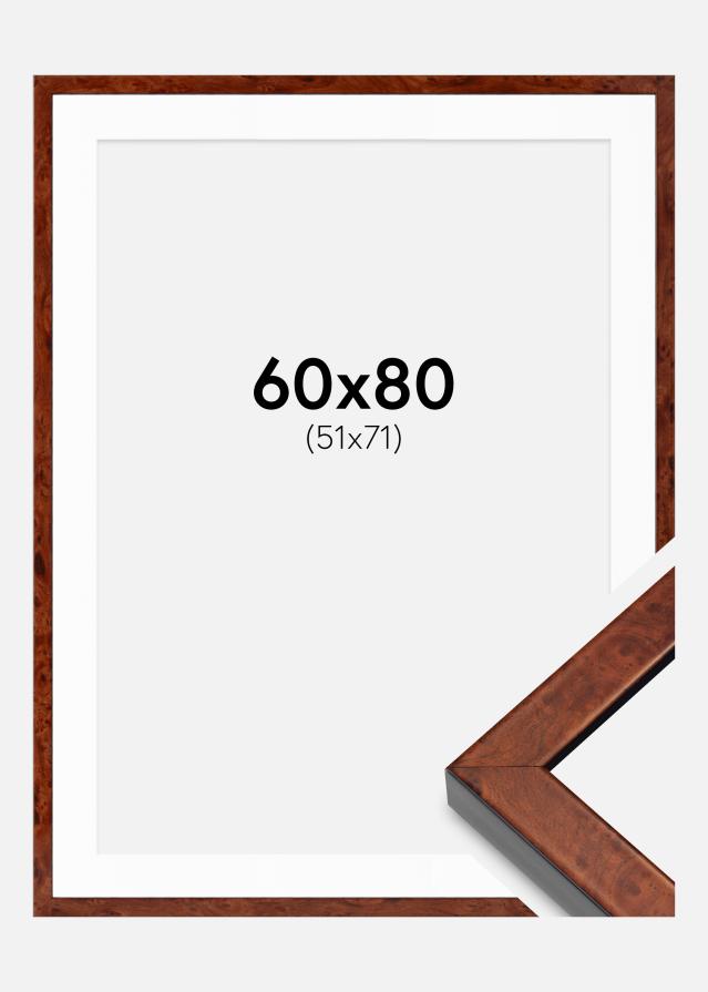 Rahmen Hermes Walnuss 60x80 cm - Passepartout Weiß 52x72 cm