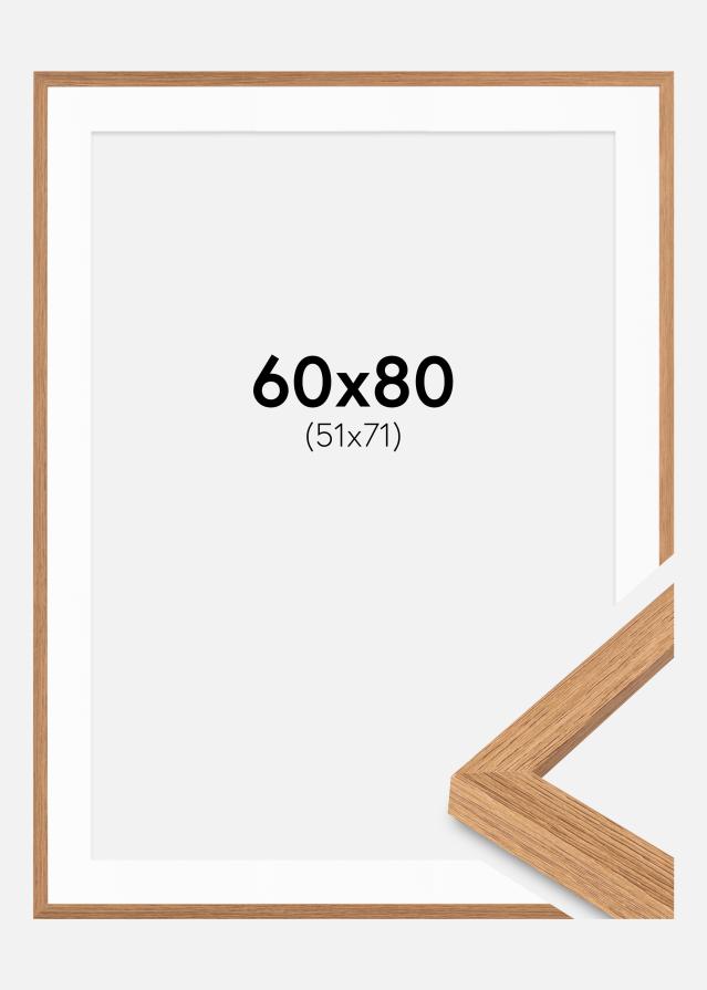 Rahmen Modern Teak 60x80 cm - Passepartout Weiß 52x72 cm