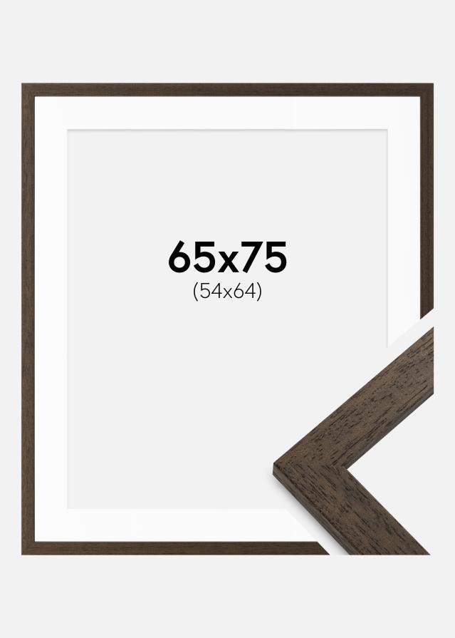 Rahmen braun Holz 65x75 cm - Passepartout Weiß 55x65 cm