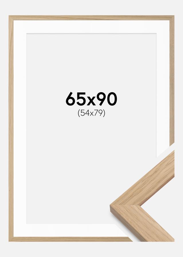 Rahmen Eiche Holz 65x90 cm - Passepartout Weiß 55x80 cm