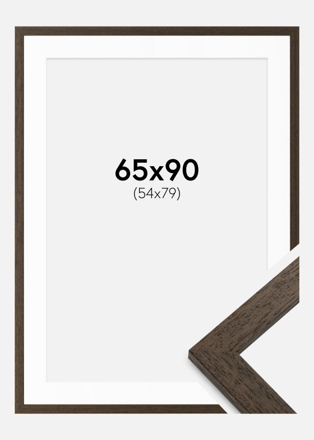 Rahmen braun Holz 65x90 cm - Passepartout Weiß 55x80 cm