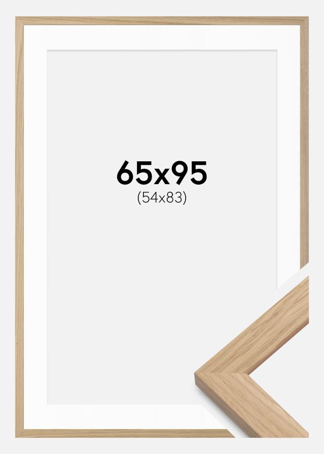 Rahmen Eiche Holz 65x95 cm - Passepartout Weiß 55x84 cm