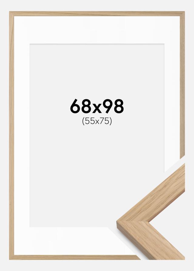 Rahmen Eiche Holz 68x98 cm - Passepartout Weiß 56x76 cm