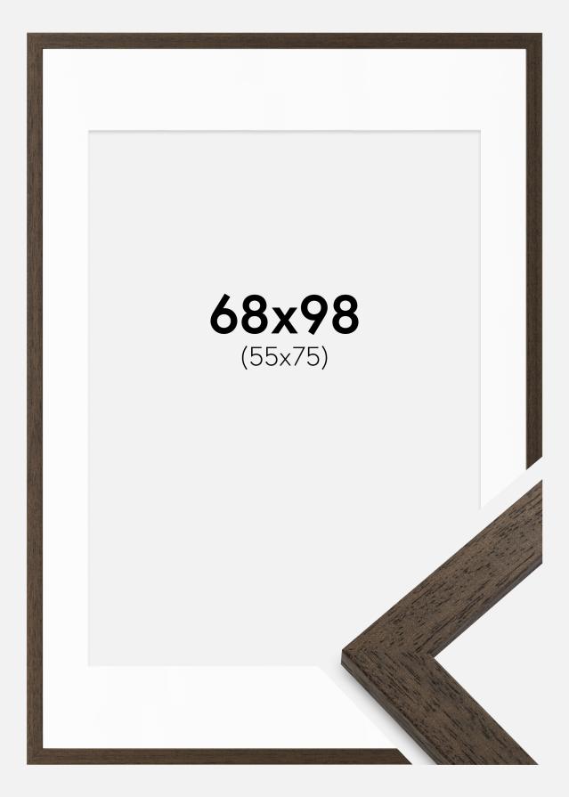 Rahmen braun Holz 68x98 cm - Passepartout Weiß 56x76 cm