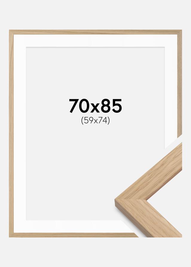 Rahmen Eiche Holz 70x85 cm - Passepartout Weiß 60x75 cm
