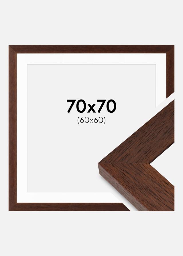 Rahmen Juno Teak 70x70 cm - Passepartout Weiß 61x61 cm