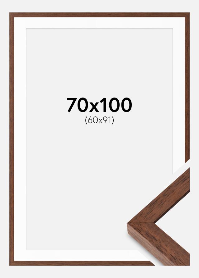 Rahmen Hermes Teak 70x100 cm - Passepartout Weiß 61x92 cm