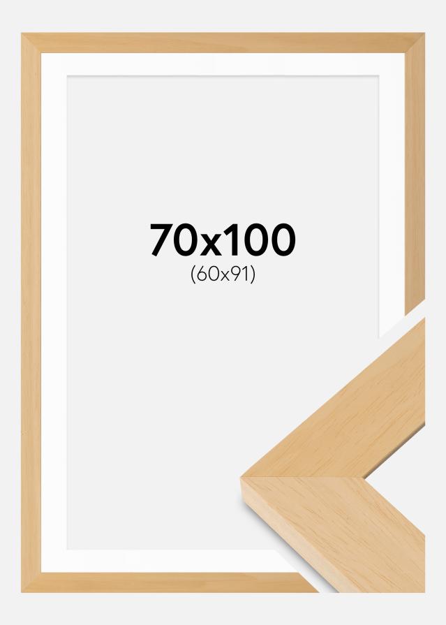 Rahmen Juno Holz 70x100 cm - Passepartout Weiß 61x92 cm