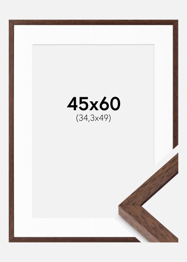 Rahmen Ares Teak 45x60 cm - Passepartout Weiß B3 353x500 mm