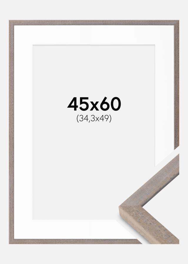 Rahmen Ares Grau 45x60 cm - Passepartout Weiß B3 353x500 mm