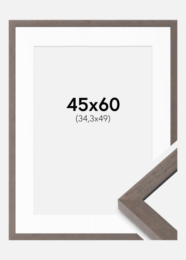 Rahmen Hermes Grau 45x60 cm - Passepartout Weiß B3 353x500 mm