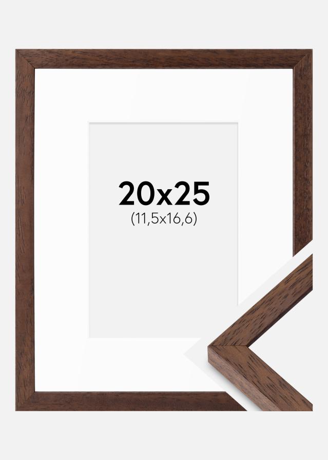 Rahmen Ares Teak 20x25 cm - Passepartout Weiß B6 125x176 mm