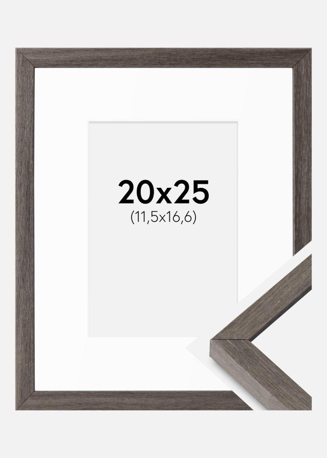Rahmen Ares grau Eiche 20x25 cm - Passepartout Weiß B6 125x176 mm