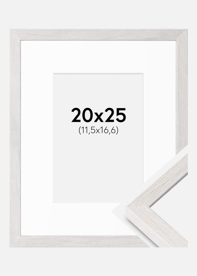 Rahmen Ares Weiß eiche 20x25 cm - Passepartout Weiß B6 125x176 mm